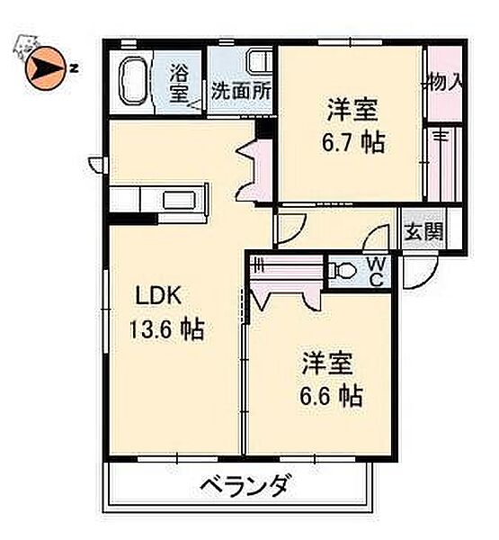 徳島県徳島市春日1丁目(賃貸アパート2LDK・1階・61.60㎡)の写真 その2