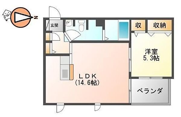 徳島県徳島市安宅1丁目(賃貸アパート1LDK・2階・47.48㎡)の写真 その2