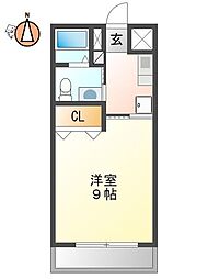 ワースヴィラ 1Kの間取図画像