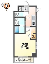 徳島市西新町4丁目マンション 1Kの間取図画像