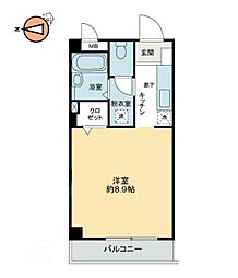 フィネス佐古 1Kの間取図画像