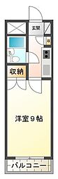元木ハイツ 1Kの間取図画像