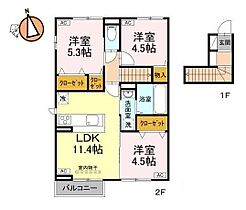 徳島県徳島市北矢三町3丁目（賃貸アパート3LDK・2階・63.35㎡） その2