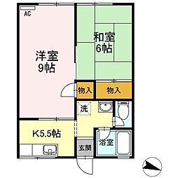 尾方ハイツ 2Kの間取図画像