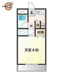 レジデンス徳島 1Kの間取図画像