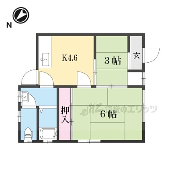 正田マンションIII 2-1｜滋賀県草津市野村３丁目(賃貸アパート2DK・2階・33.00㎡)の写真 その2