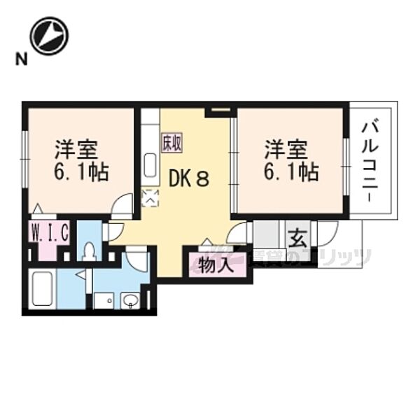 滋賀県栗東市高野(賃貸アパート2DK・1階・50.09㎡)の写真 その2