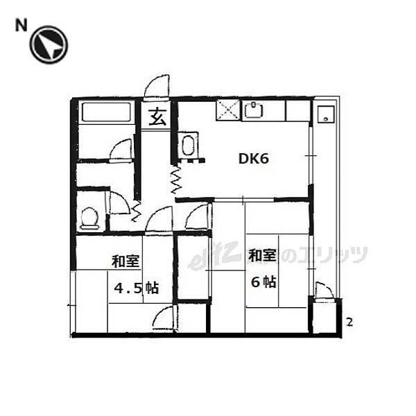 かずみマンション 1-C｜滋賀県栗東市中沢２丁目(賃貸マンション2DK・1階・43.00㎡)の写真 その2