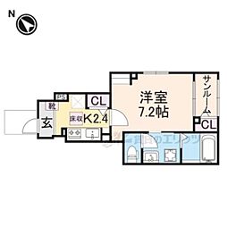 JR湖西線 堅田駅 徒歩12分の賃貸アパート 3階1Kの間取り