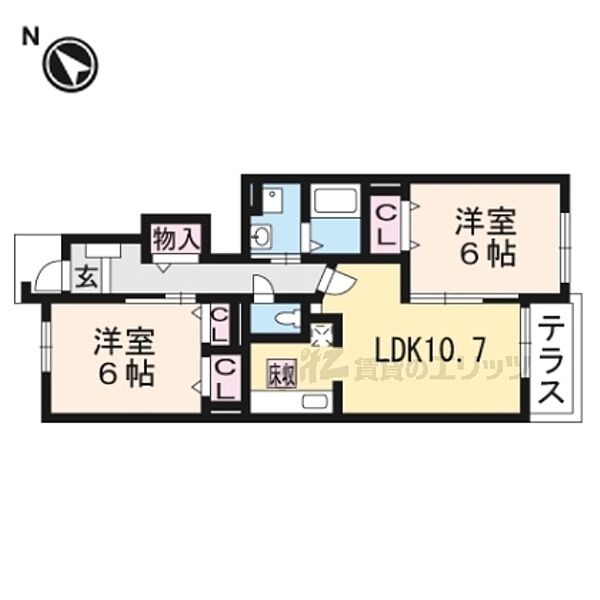 滋賀県草津市追分３丁目(賃貸アパート2LDK・1階・55.42㎡)の写真 その2