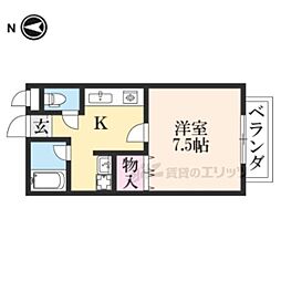 ツイン・ハイツ 2階1Kの間取り