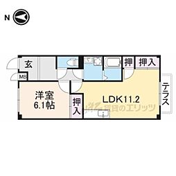 クレストコート 1LDKの間取図画像