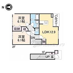 ソレアード　カーサＡ 2階2LDKの間取り