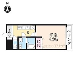 コーポラス無限2 1Kの間取図画像