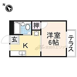 レジデンス古沢 1Kの間取図画像