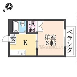 ウィステリアコーポ 1Kの間取図画像