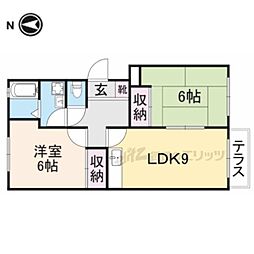 東英ハイツ参番館 2LDKの間取図画像