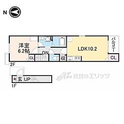 エンジェル2 1LDKの間取図画像