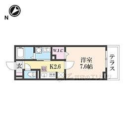 グレイス笠作 1Kの間取図画像