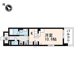 シャロミエール ワンルームの間取図画像
