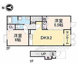 ラポール 2LDKの間取図画像