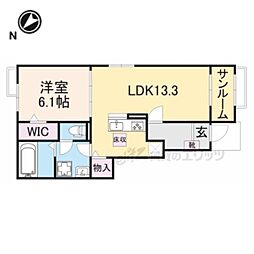 トロント・ハウス 1LDKの間取図画像