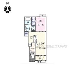 ソレイユI 1LDKの間取図画像