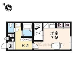 レオパレスWING 1Kの間取図画像