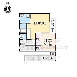 エスエスコーポ米原 1LDKの間取図画像