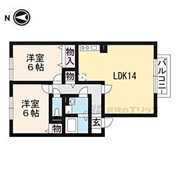 グランアクシス堅田B 2LDKの間取図画像