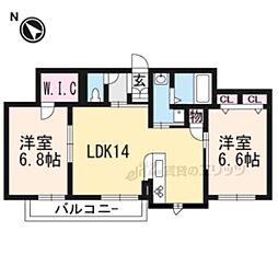 ソレイユルヴァン暁 2LDKの間取図画像