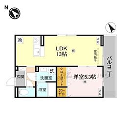 D-ROOM後三条 1LDKの間取図画像