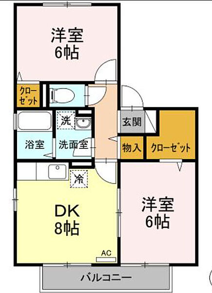 パインテールII 103｜福岡県北九州市八幡西区真名子2丁目(賃貸アパート2DK・2階・48.79㎡)の写真 その2