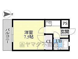 コーポコーベル2 1Kの間取図画像