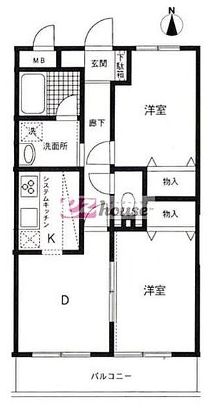 東京都練馬区上石神井２丁目(賃貸マンション2DK・4階・51.53㎡)の写真 その2