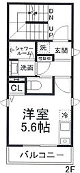 横浜市営地下鉄ブルーライン 吉野町駅 徒歩12分の賃貸アパート 2階ワンルームの間取り