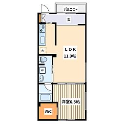 ルジャルダン 1階1LDKの間取り