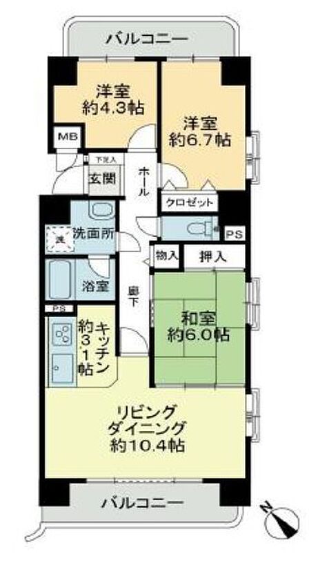 3LDK 間取り