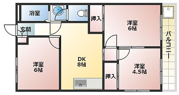 サンホワイティ箕面 ｜大阪府箕面市箕面7丁目(賃貸マンション3DK・2階・56.00㎡)の写真 その2