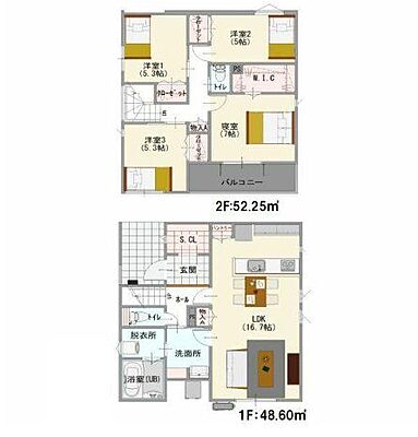 間取り 未使用戸建　北区弓削3丁目　1号棟