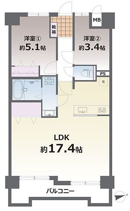 2LDK 間取り
