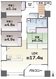 コアマンションネクステージ古城掘端公園 4LDKの間取図画像