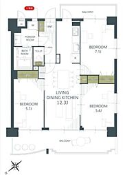 朝日プラザ五福プティックス 3LDKの間取図画像