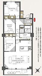 スカイハイツ熊本A棟 2SLDKの間取図画像