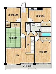 トーカンマンション新・米屋町 4LDKの間取図画像