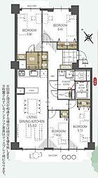 布佐平和台駅前マンションウイングB 4LDKの間取図画像