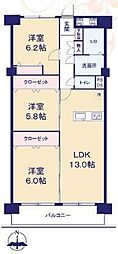 新松戸西パークハウスB 3LDKの間取図画像