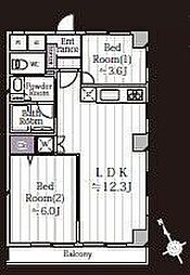 マンション第一馬橋 2LDKの間取図画像