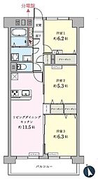 新松戸西パークハウスB 3LDKの間取図画像
