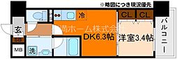 リシュドール梅小路 1DKの間取図画像